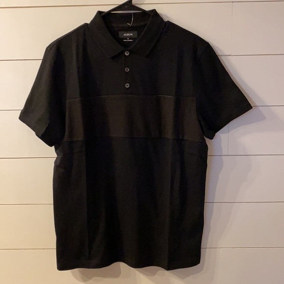 NWT men’s black 3 button up black polo top - Picture 1 of 7